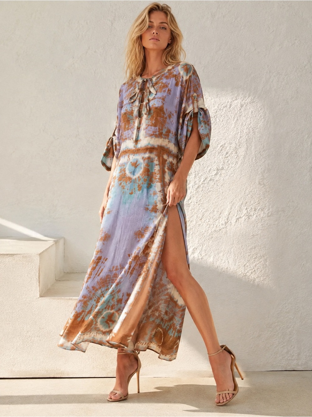 Zimmermann Tie-Dye Maxi Dress in Lavender and Brown